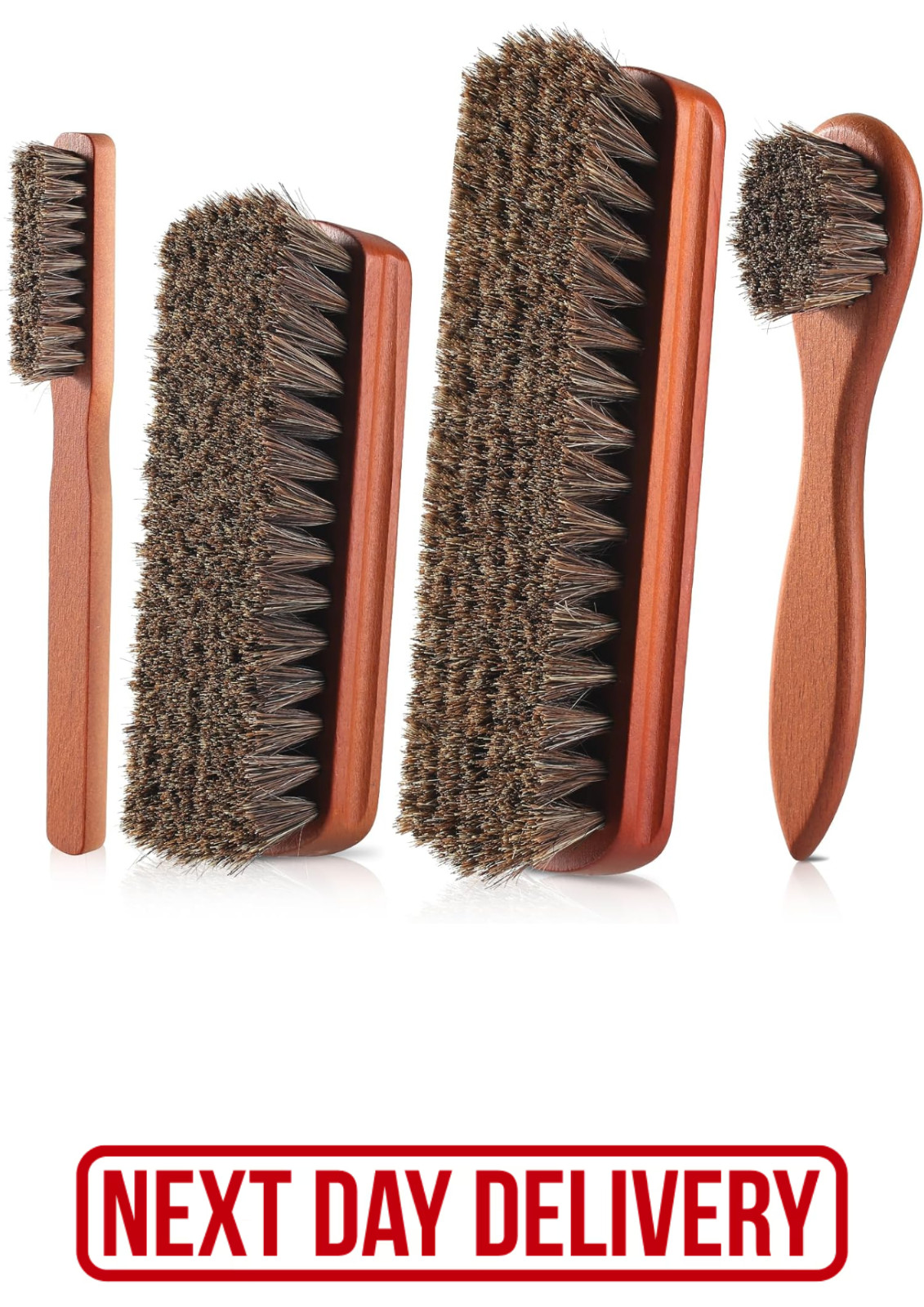 4PCS Horsehair Shoe Brush Kit Leather Polish Shine Boot Cleaning and Care Set