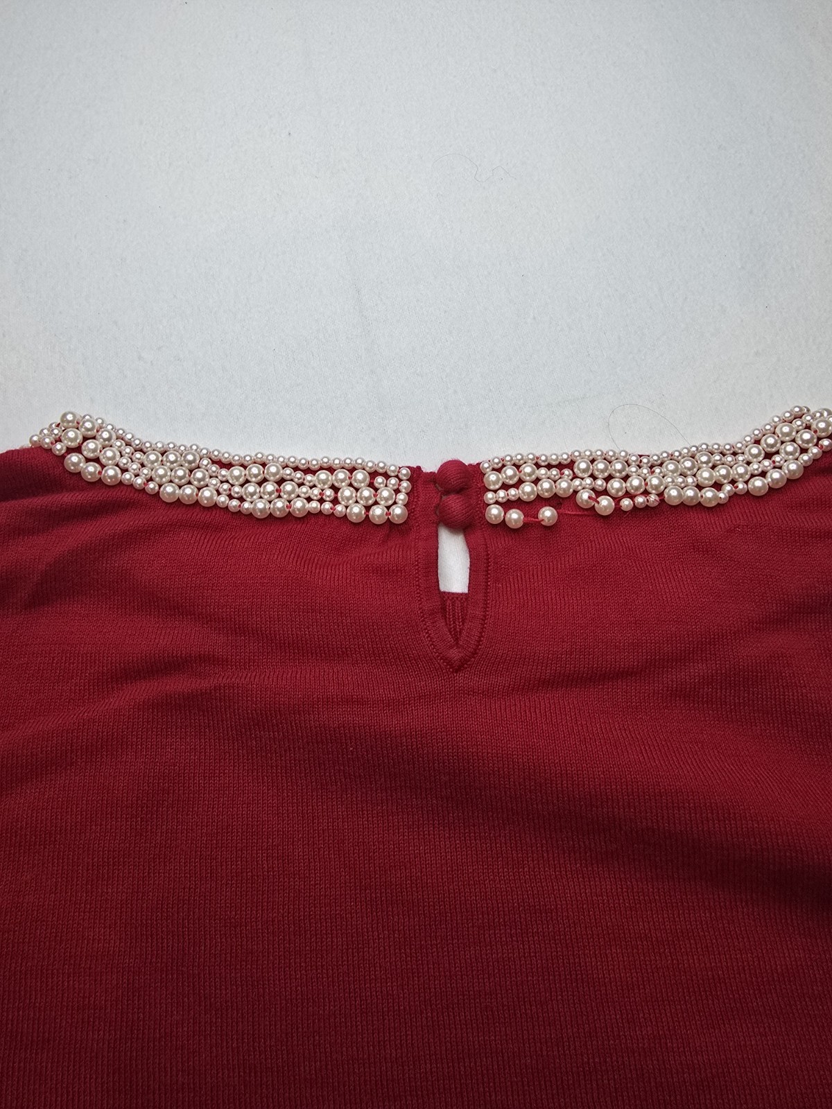 Talbots Petites XL Petites Sweater Faux Pearl Embellished Neckline Holiday Top