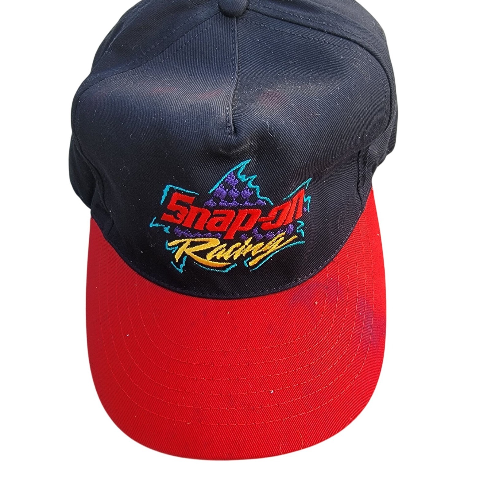 Snap-On Racing Adjustable Black Red Snapback Hat Embroidered Logo Classic Style