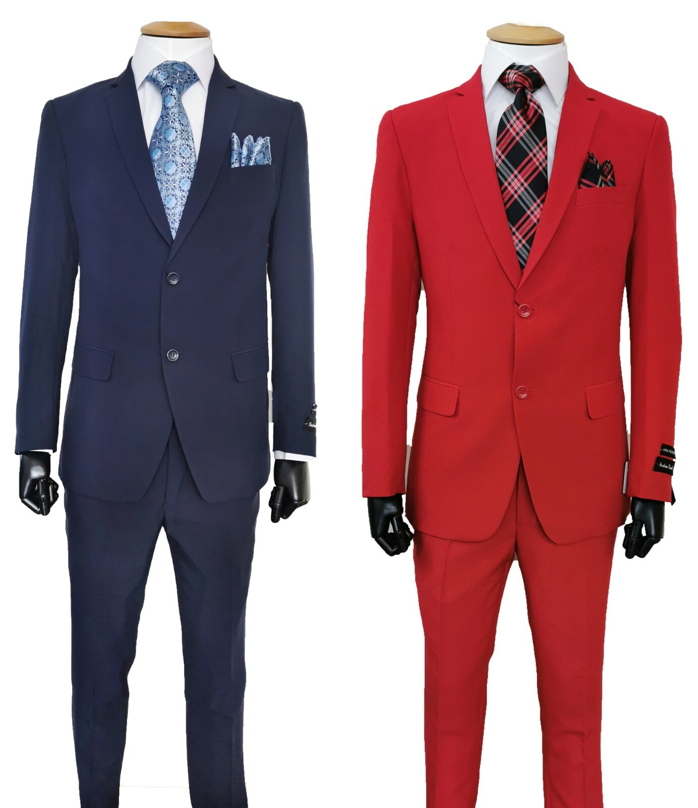 Men’s Two Button Slim Fit Suit Flat Front Pants Design By Fortino Landi 702Ps