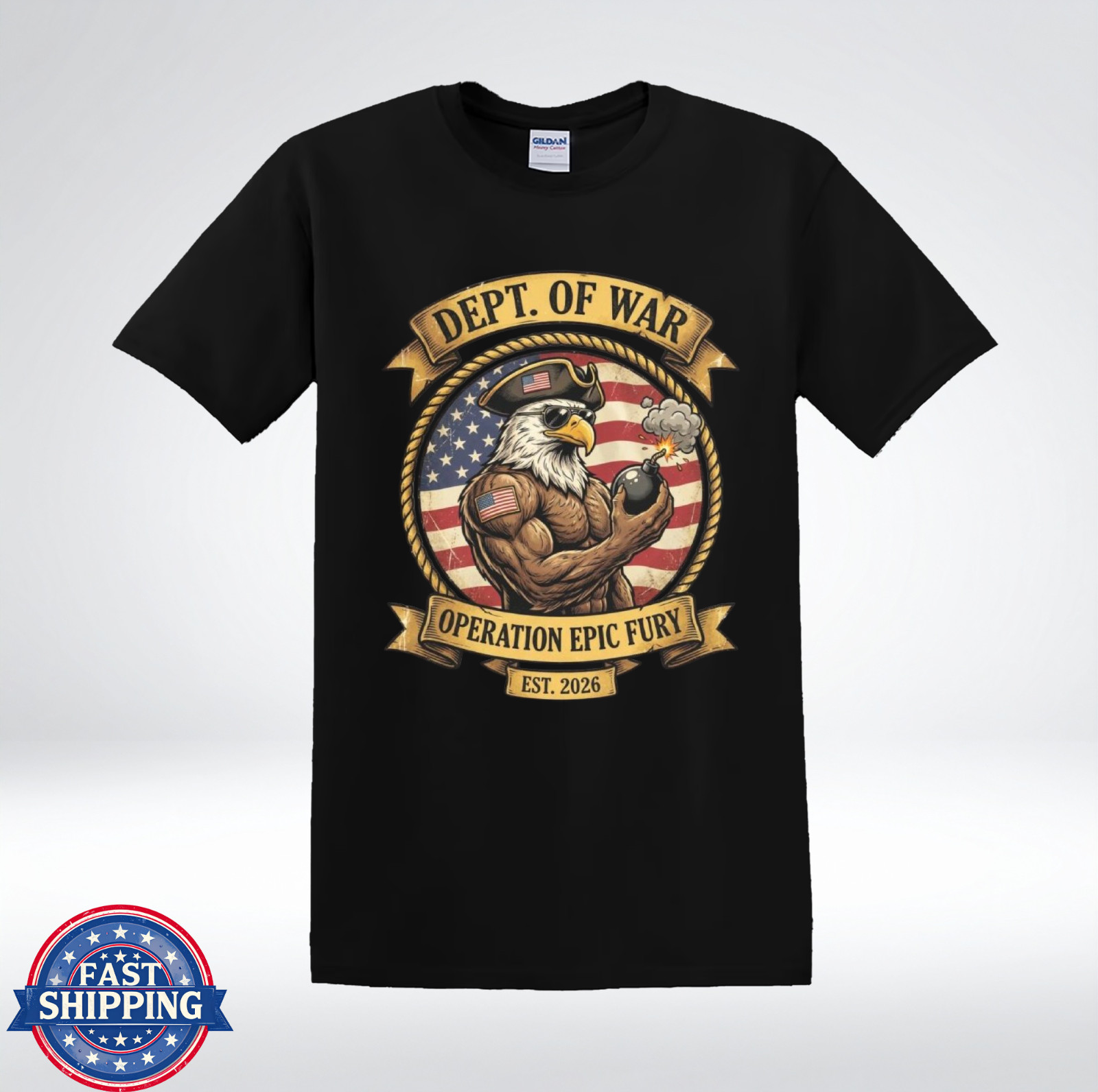 Dept of War Operation Epic Fury Est 2026 Patriotic Eagle T-Shirt