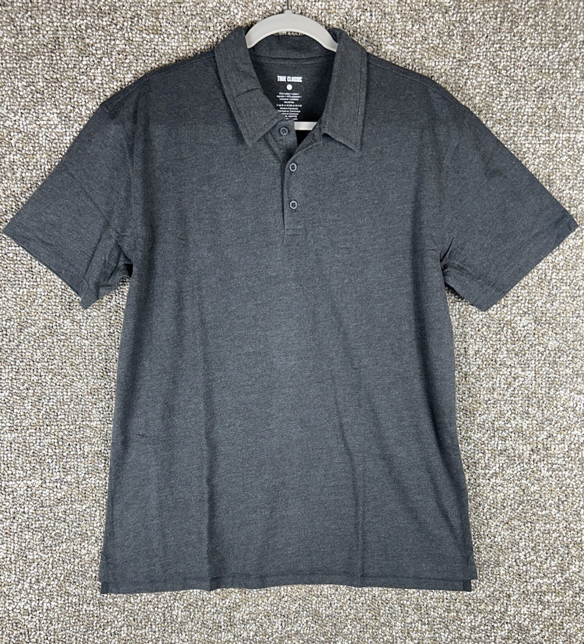 True Classic Mens Gray Sz L Polo Shirt Short Sleeve Super Soft Career Classic