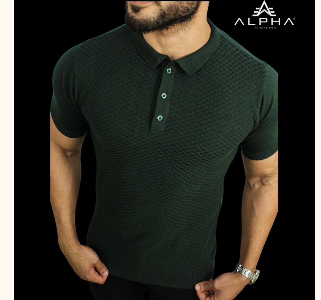 Mens T shirt polo style textured tag size M to L (refer description) dark green