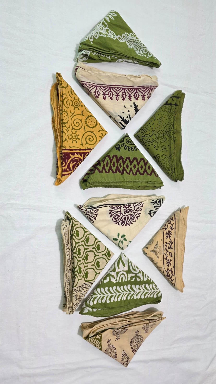 10 Pieces Set Bandana Block Print Bandana Georgette Pattern 21″x21″ Big Scarf
