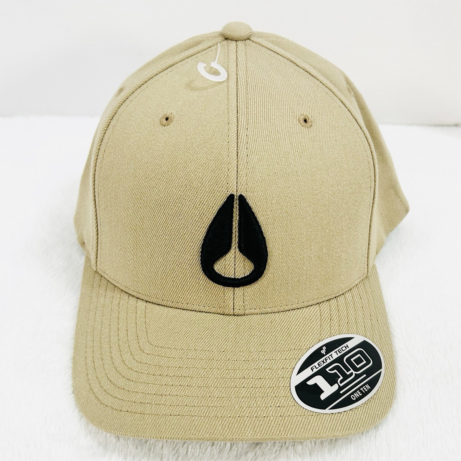 Nixon Logo Flexfit Tech One Ten Hat Cap Snapback Adjustable Beige Outdoors Work