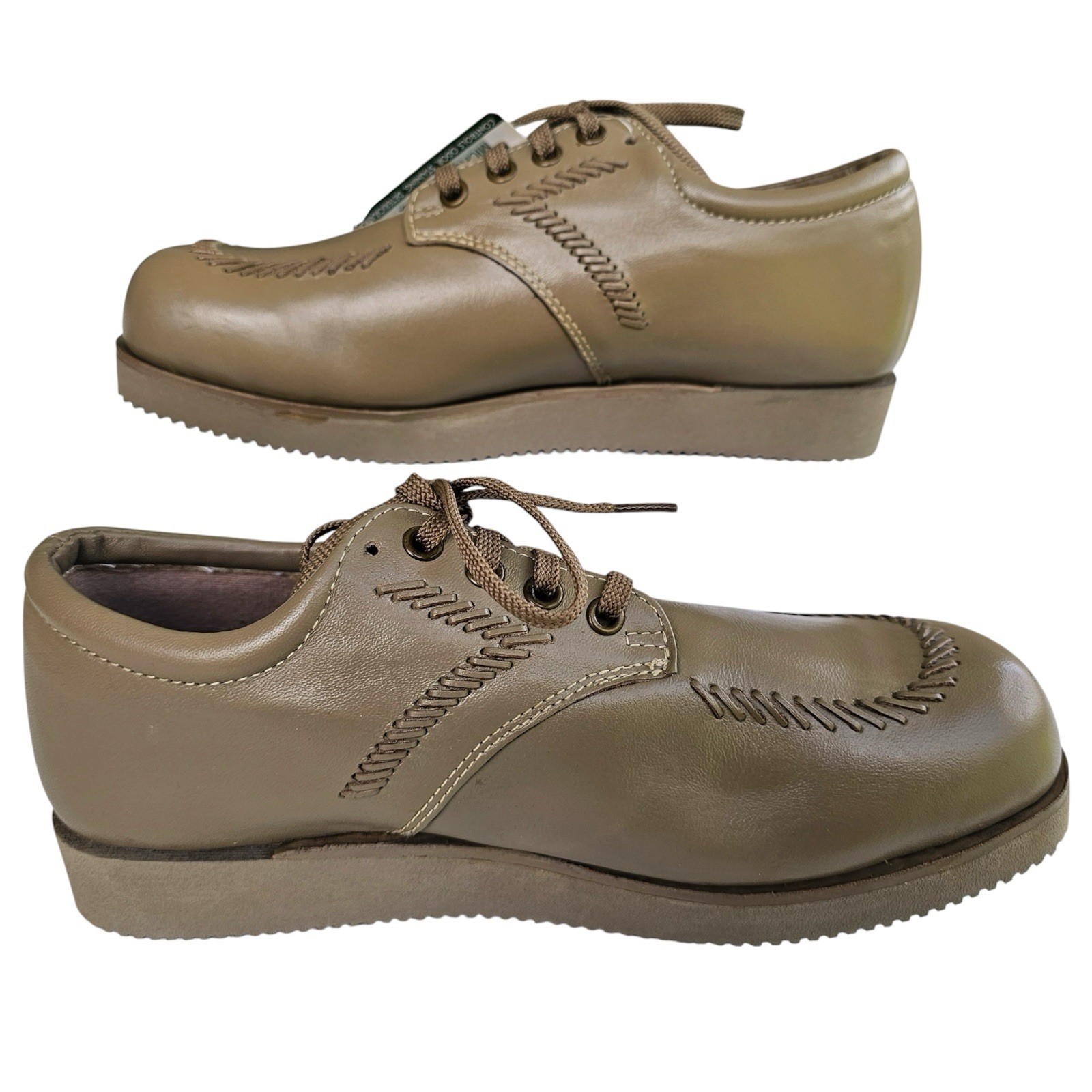 NOS Mens 10C Leather Oxford Comfort Shoes Vibram Morflex Dri-Lex Orthopedic Brow
