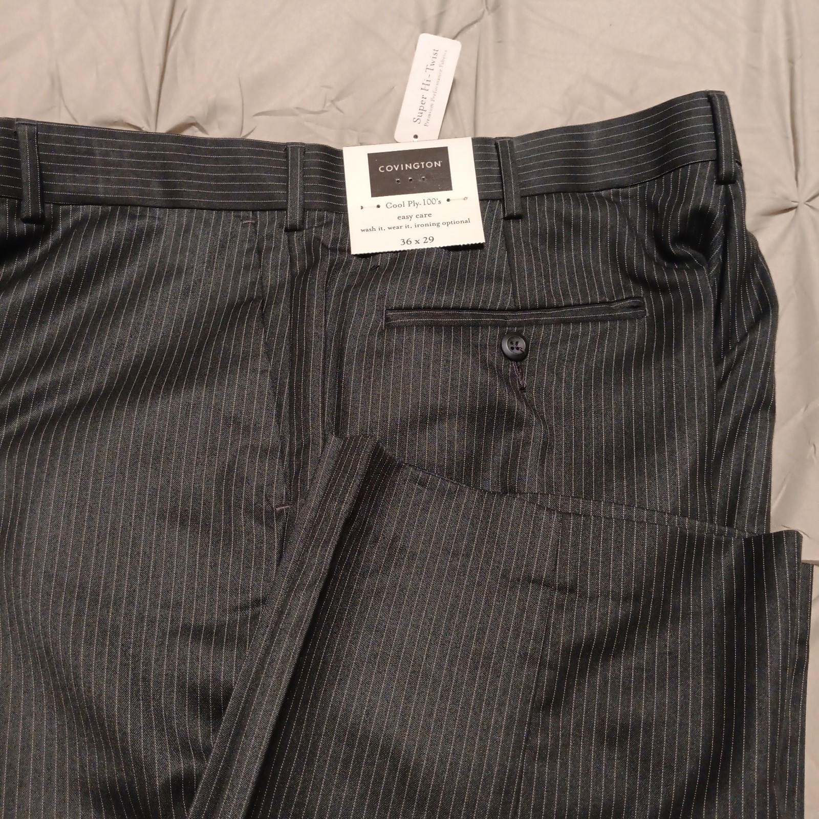 Men covington flat front striped pants 36×29 “New” with tags