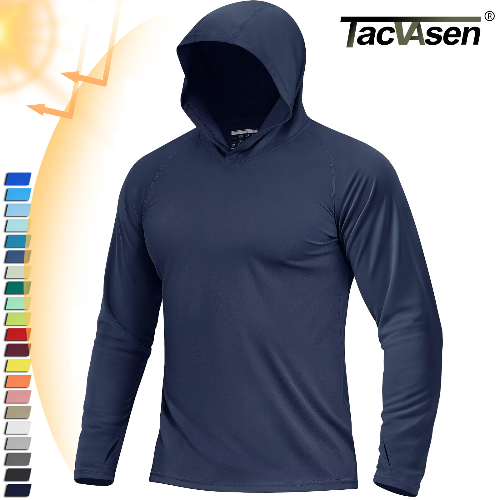 Men’s UPF50+ Sun Protection UV Block Shirts Outdoor Fishing Performance Hoodies