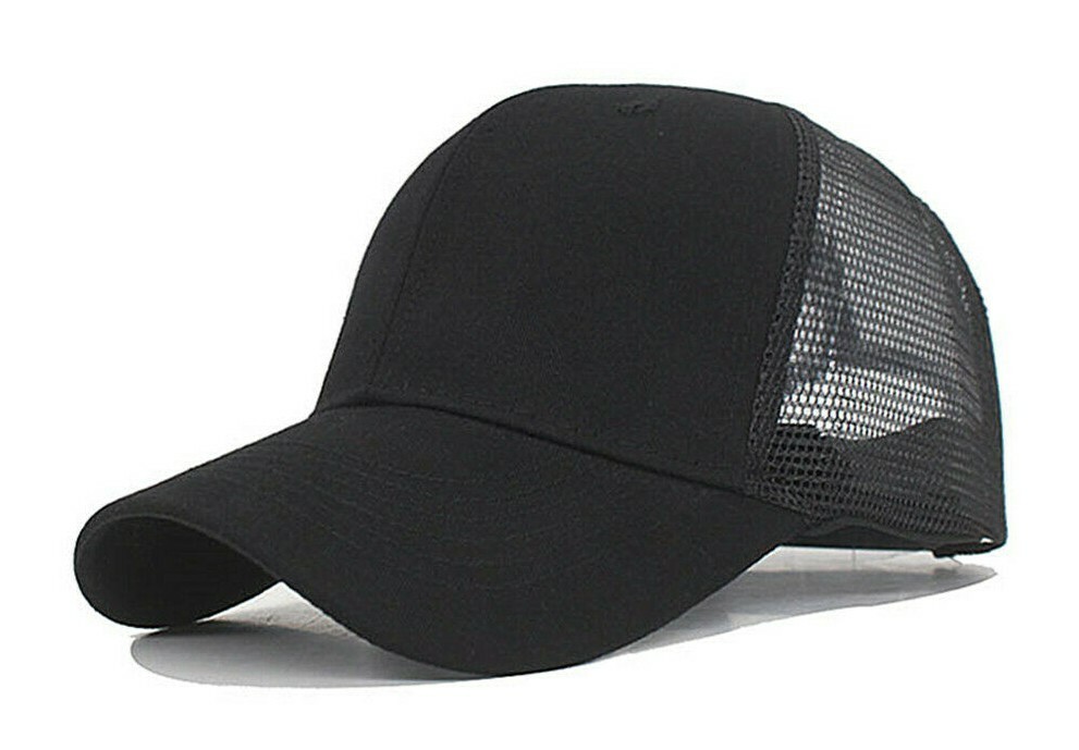 Mens Womens Trucker Hat Mesh Back Plain Solid Snapback Baseball Cap Blank Visor