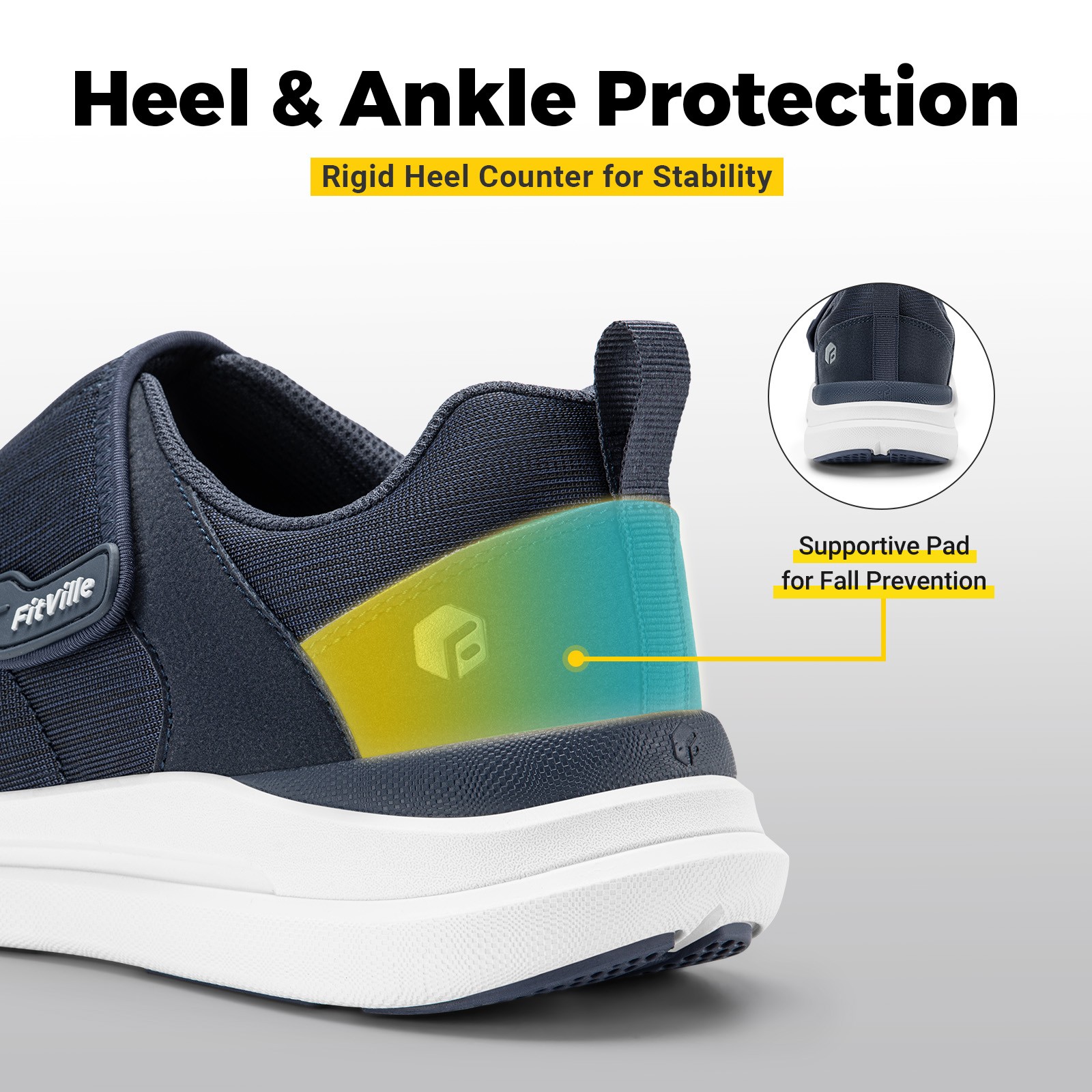 FitVille Mens Diabetic Shoes Adjustable Strap for Swollen Feet Wide Toe Box