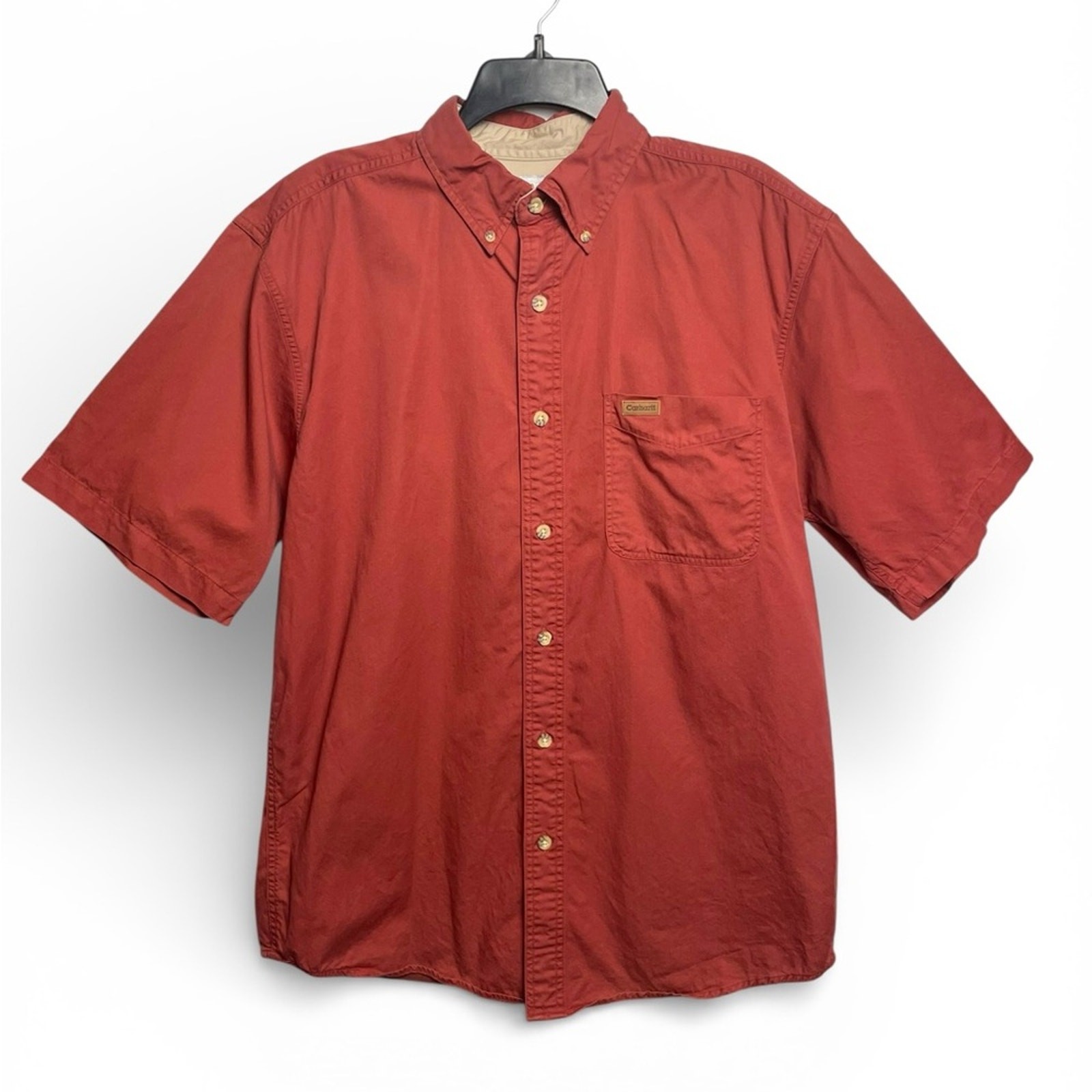 Carhartt Men’s Brick Red Casual Button Down Shirt medium