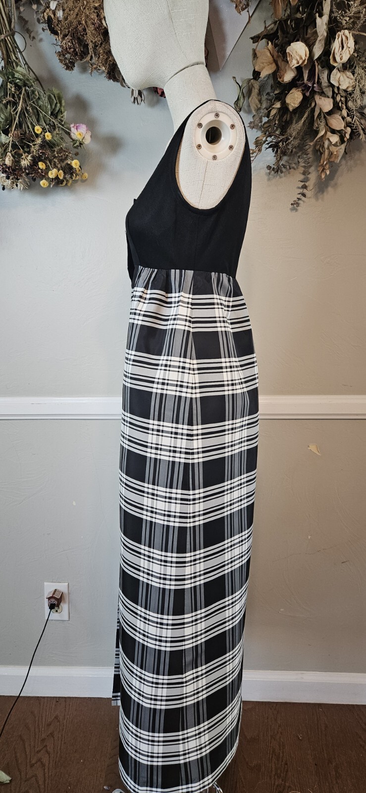 Vintage Black And White Plaid Button Down Dress Bt Brandye As Pictured