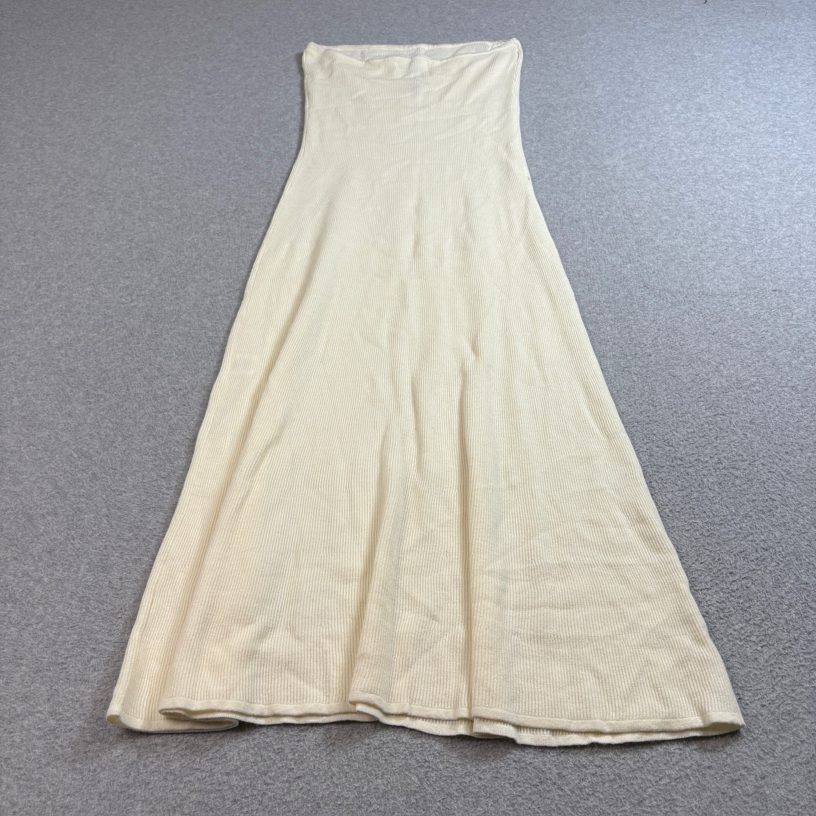 Showpo Jenaa Dress Womens 4 White Strapless Knit Midi A-Line Stretchy Formal