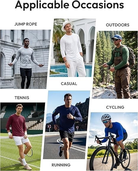 Men’s 7 Pack Long Sleeve Shirts UPF 50+ UV Sun Protection Quick Dry Size L