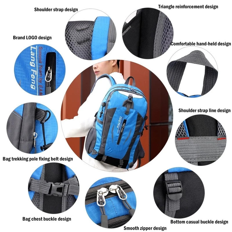 40L Men Women Travel Backpack Rucksack Camping Laptop Hiking School Book Bag