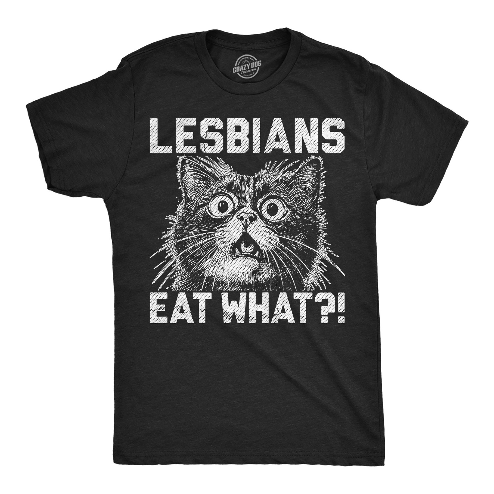 Mens Funny T Shirts Lesbians Eat What Sarcastic Cat Graphic Novelty Tee For Men