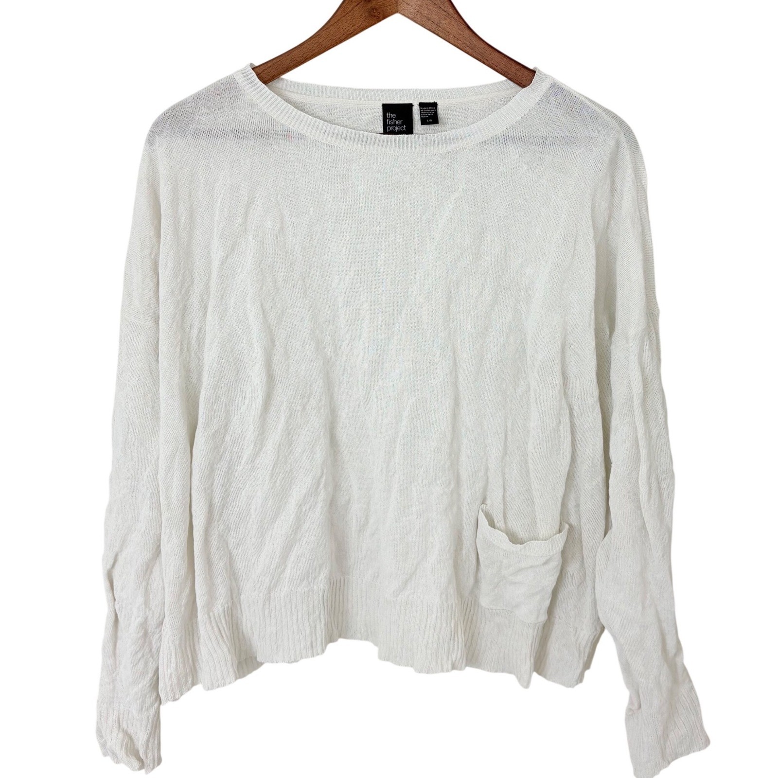 Eileen Fisher TFP Lightweight Sweater Women’s Large White Organic Cotton Knit