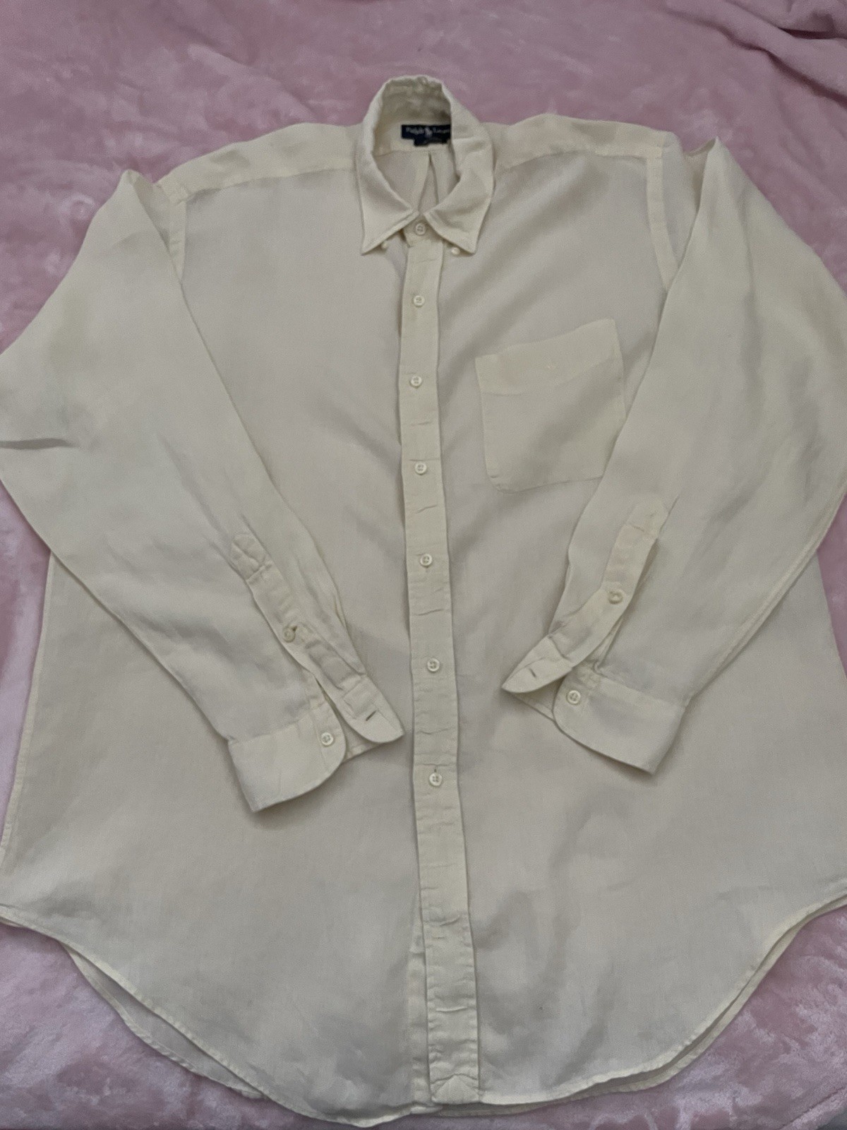 Ralph Lauren Blake Men’s XL Beige Linen Button-Down Long Sleeve Button-Up
