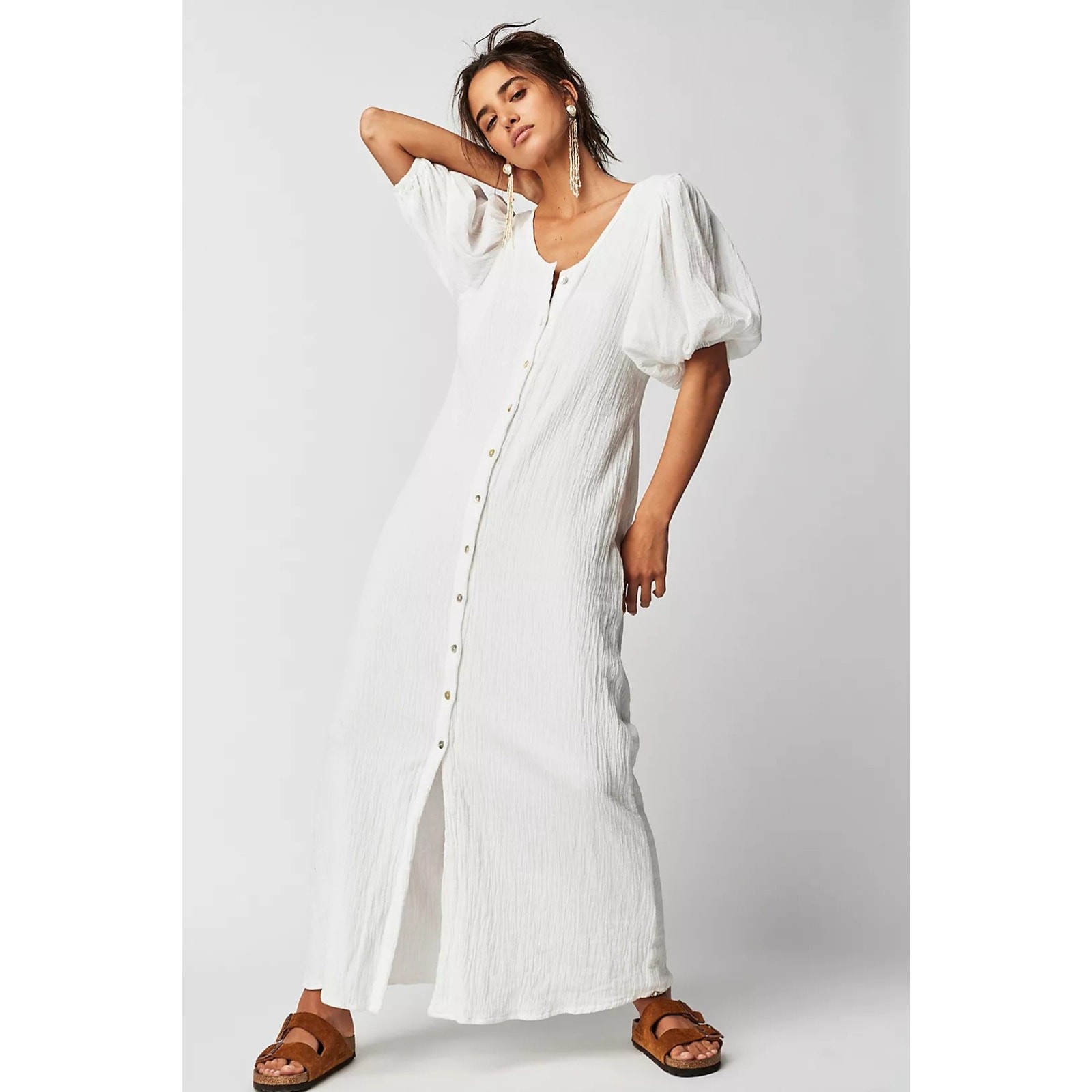 New Free People Jen’s Pirate Booty Paraguay Boho Maxi Gown $253 X-SMALL White
