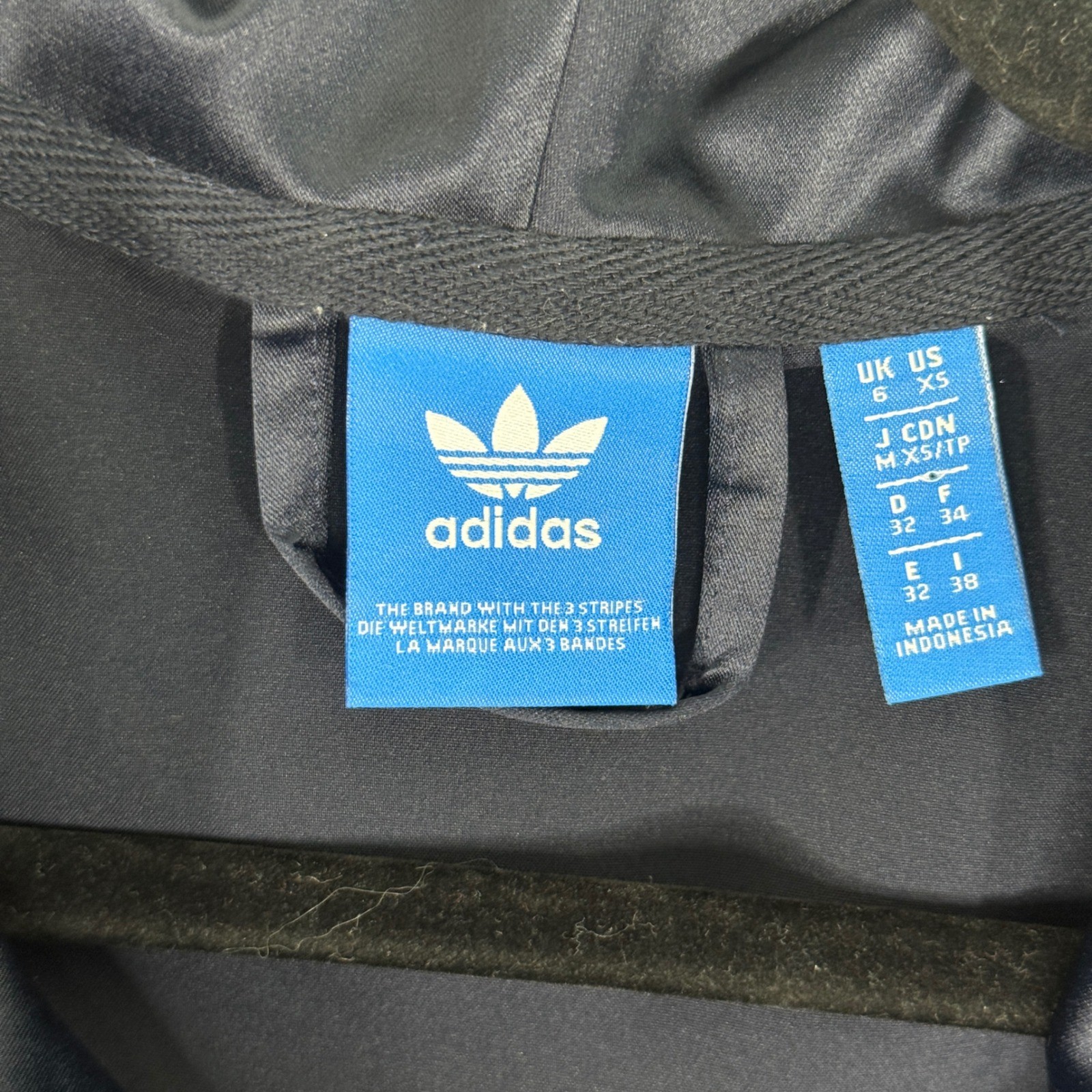 Adidas Originals Size XS Trefoil Women’s Satin Pullover Hoodie Legend Ink/White