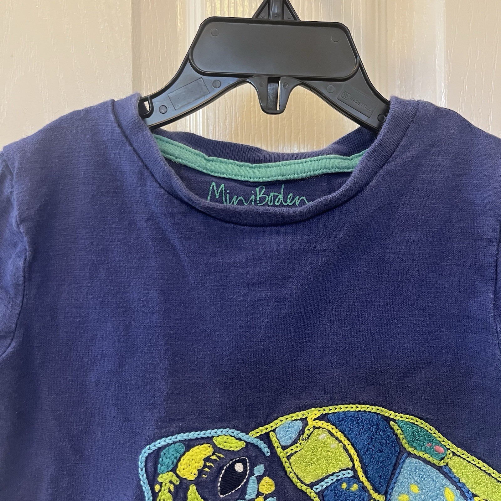 Mini Boden Sea Turtle Applique T-Shirt Top Tee Blue Boys Size 2-3 years