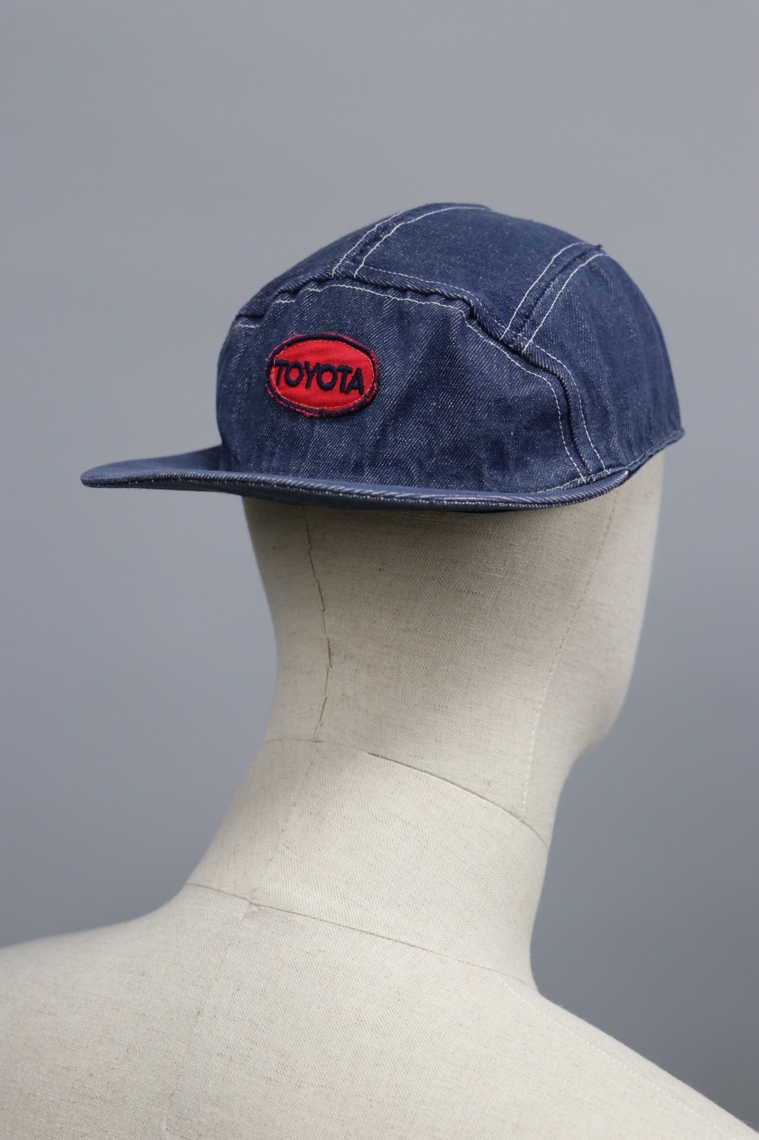 TOYOTA Vintage 70s Blue Denim Canvas 5 panel Cap Mens Sz S 54-56 cm M