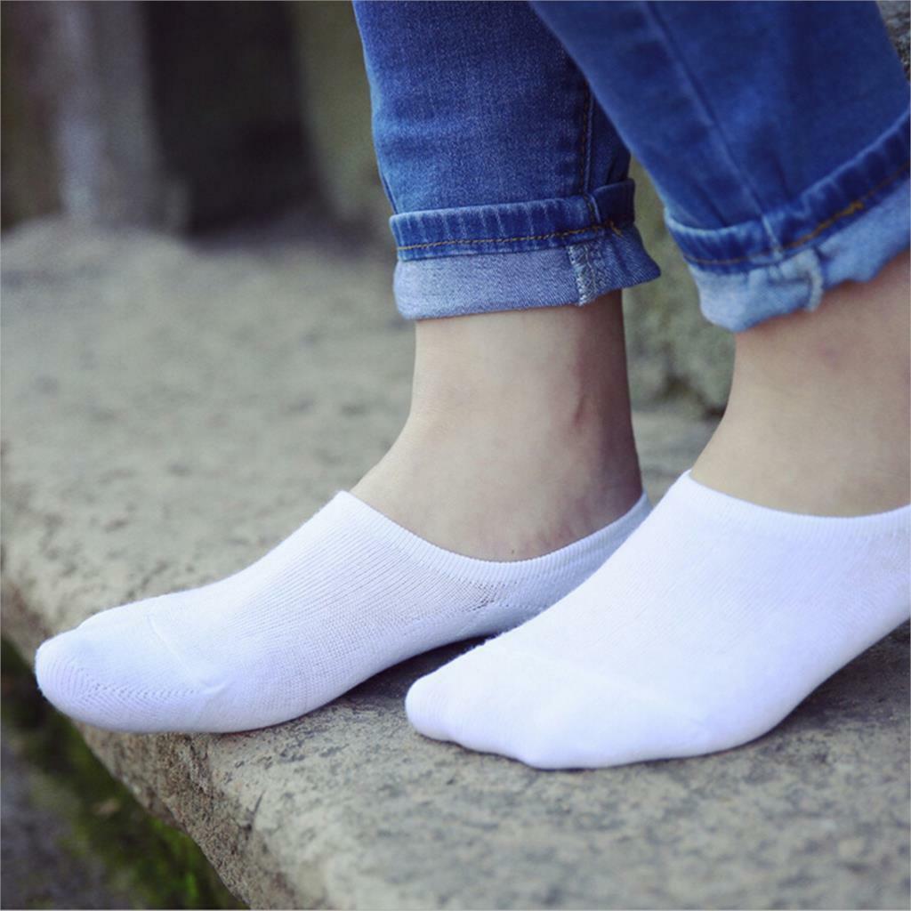 3-12 Pairs Womens Ankle Boat Liner Invisible Solid White No Show Cotton Socks