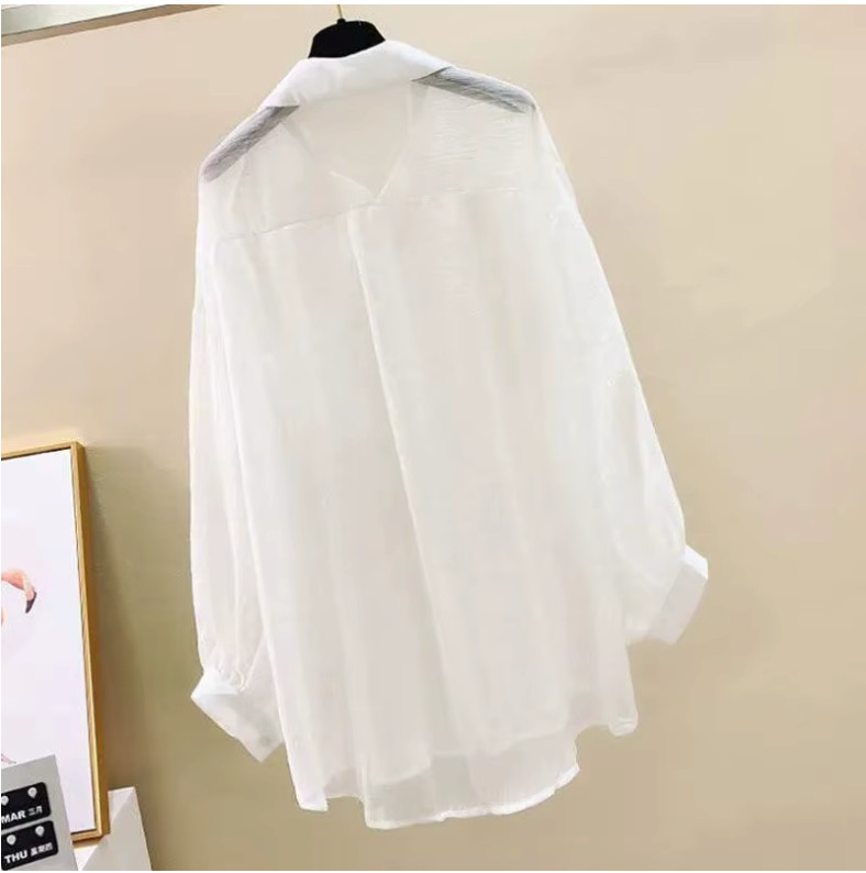 Women’s Sheer Chiffon Button Down Shirt Lightweight Summer Cover Up Loose Blouse