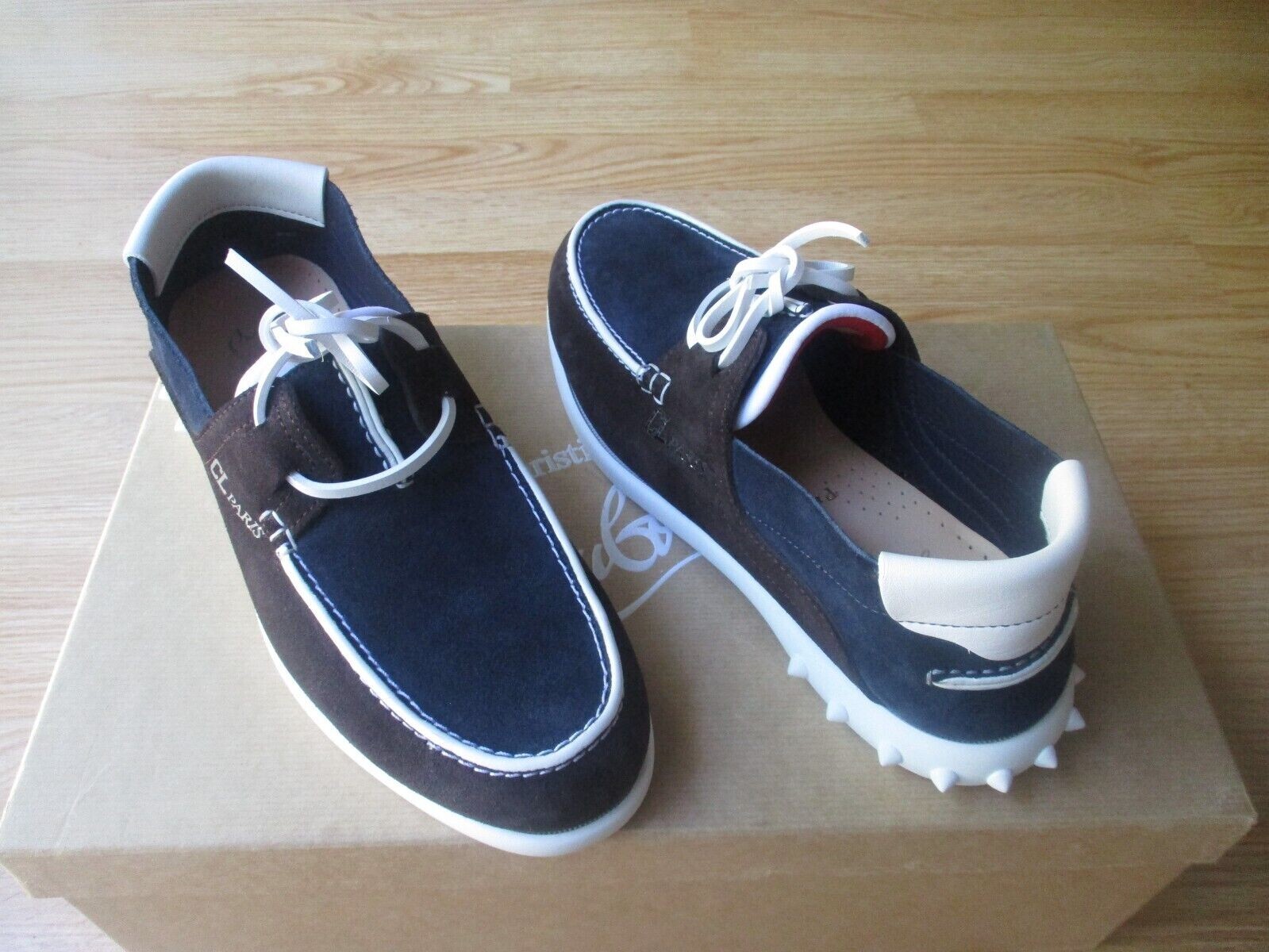 $845 Christian Louboutin Geromoc Boat Flat Mens Shoes 40 US 6.5 NEW