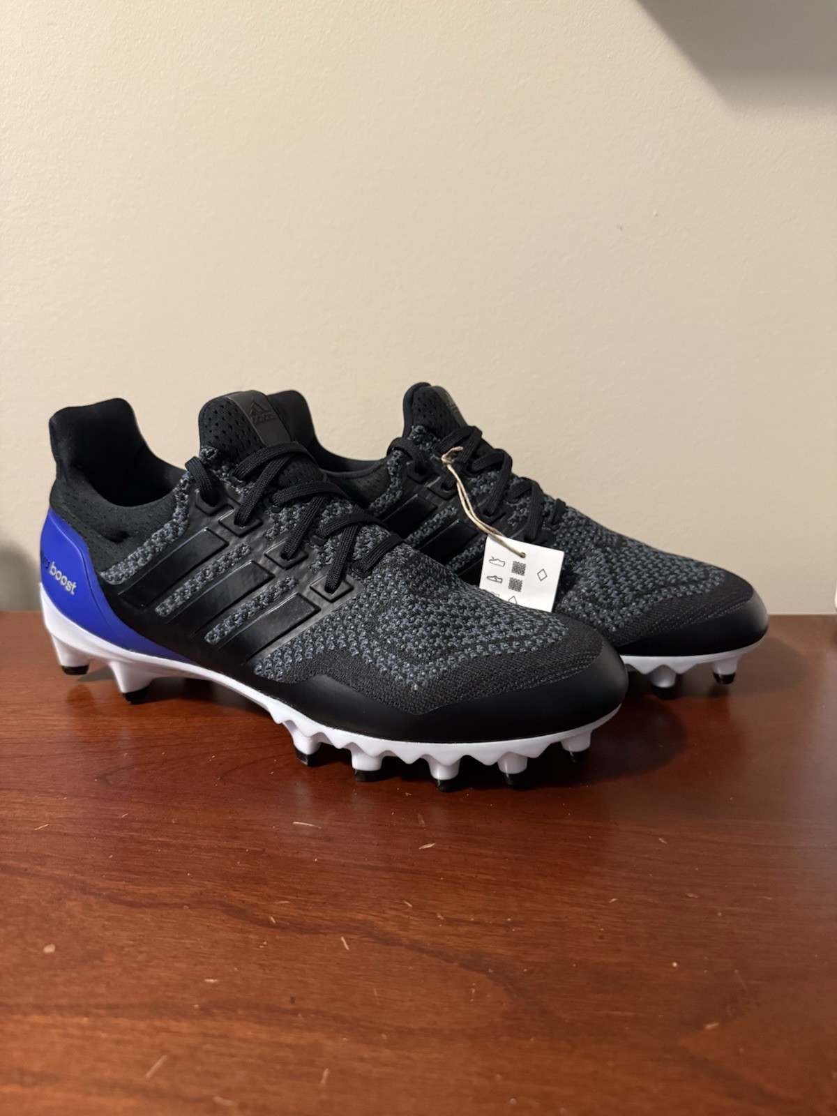 Adidas Ultraboost Football Cleats Black Blue Woven JP7410 Men’s Size 9.5 New