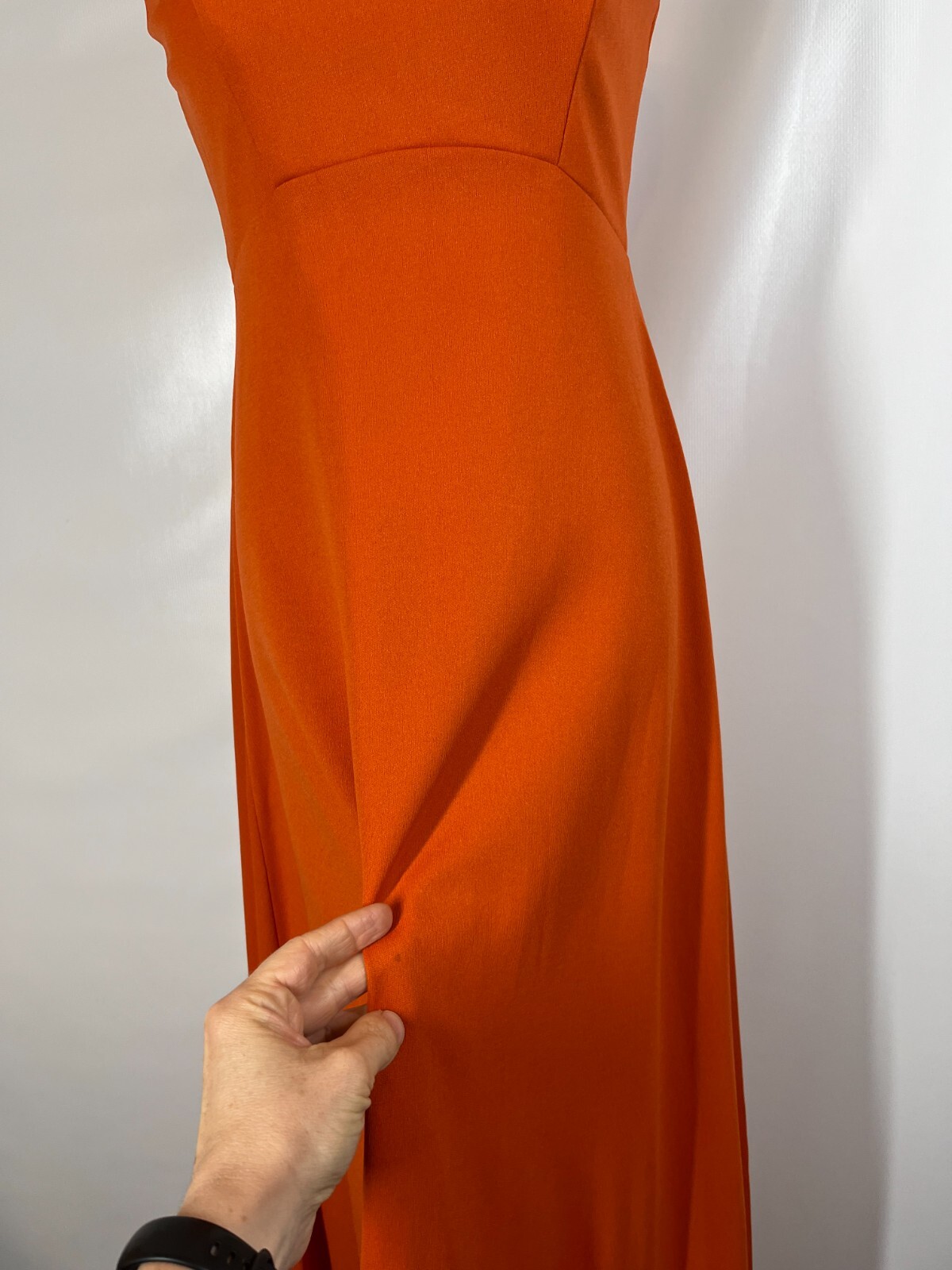 Vintage 1970s Sylvia Ann Maxi Dress Cape Set Knit Back Zip Empire Waist Orange