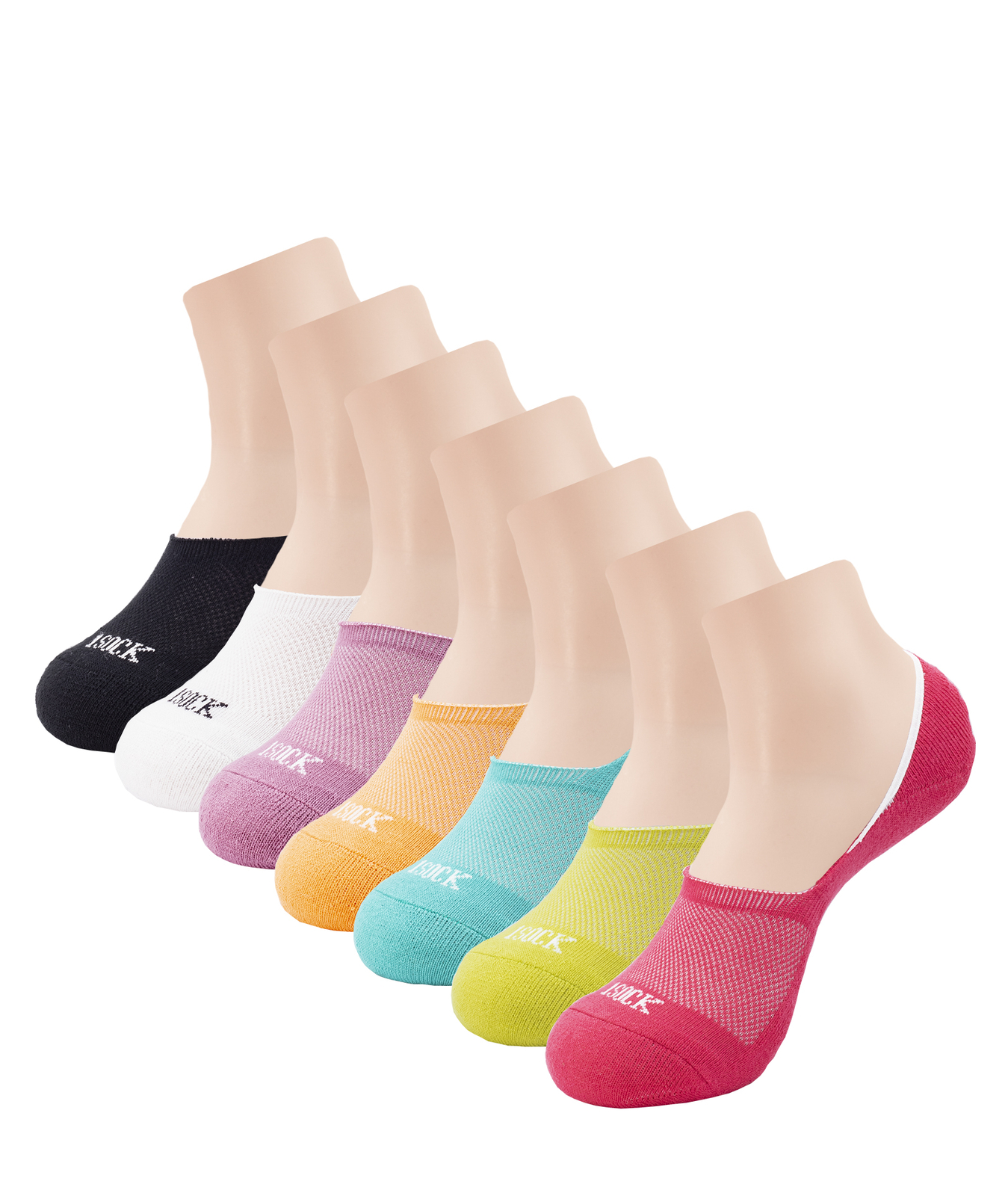 7 Pack Womens Cotton No Show Socks Cushion Sole Non-Slip Band Liners