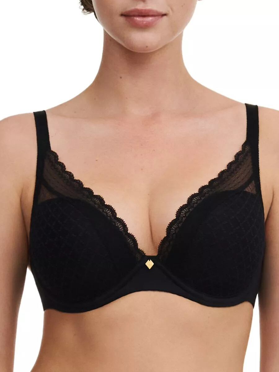 Chantelle Norah Chic Plunge T-Shirt Bra Black 34DD black 16MNA new