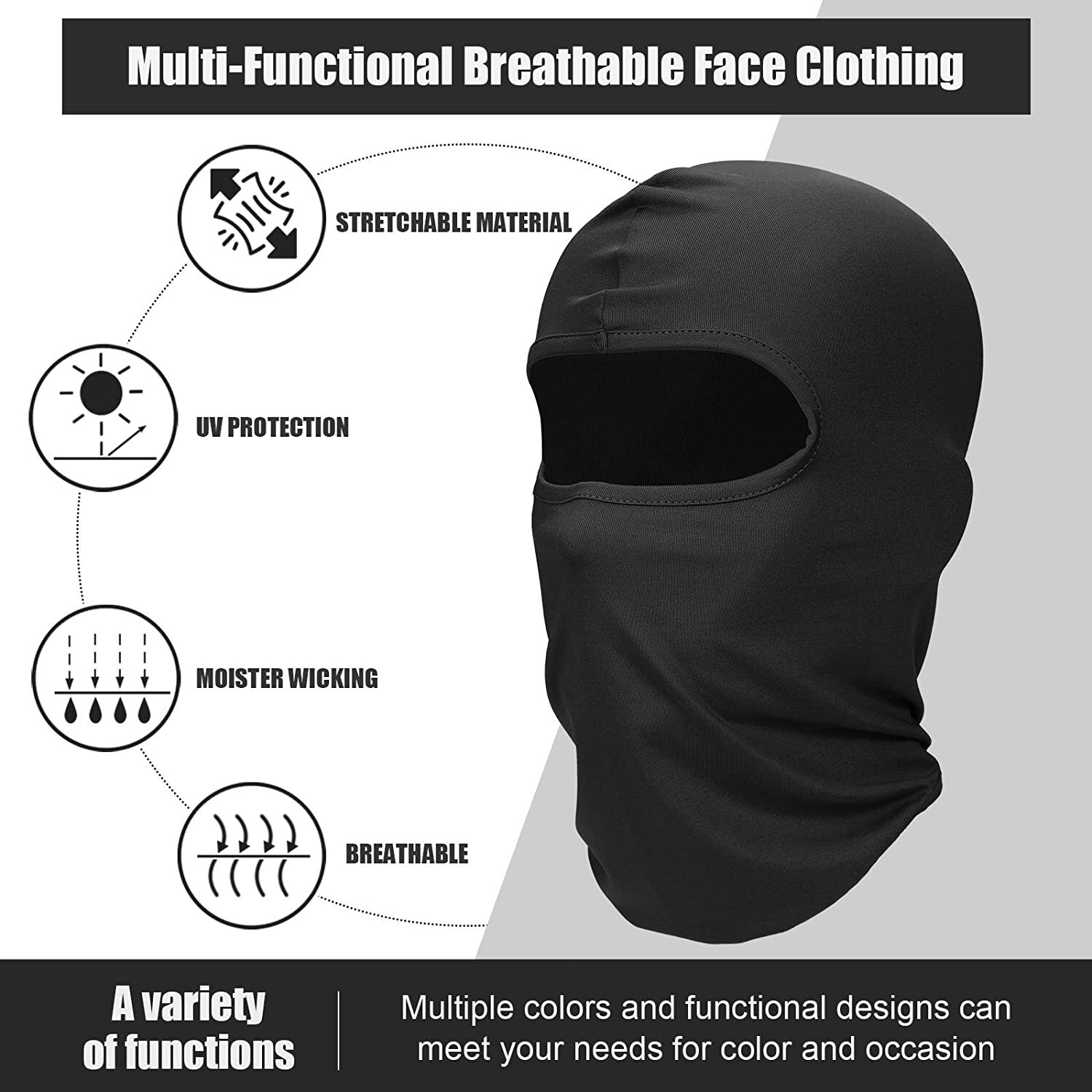 Balaclava Full Face Mask UV Protection Ski Sun Hood Tactical Masks for Men Women