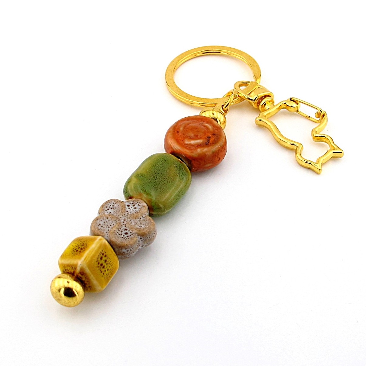 Handmade Ceramic Cat Keychain Purse Bag Charm Screw Off Interchangeable BCH06