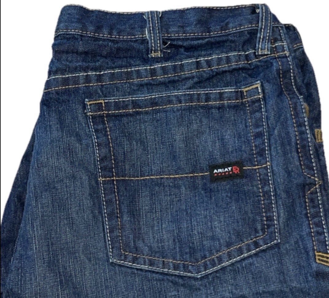 Ariat FR M4 Relaxed Boot Cut Jeans Mens Blue Flame Resistant Denim 46×30 (46×29)