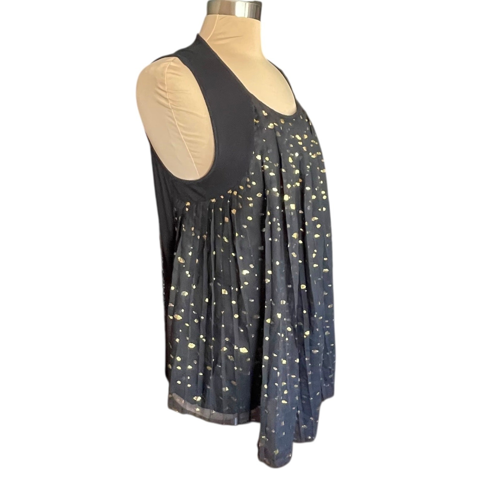 August Silk Sleeveless Black Top Chiffon Size LG Whimsigoth Fairy Grunge Witchy