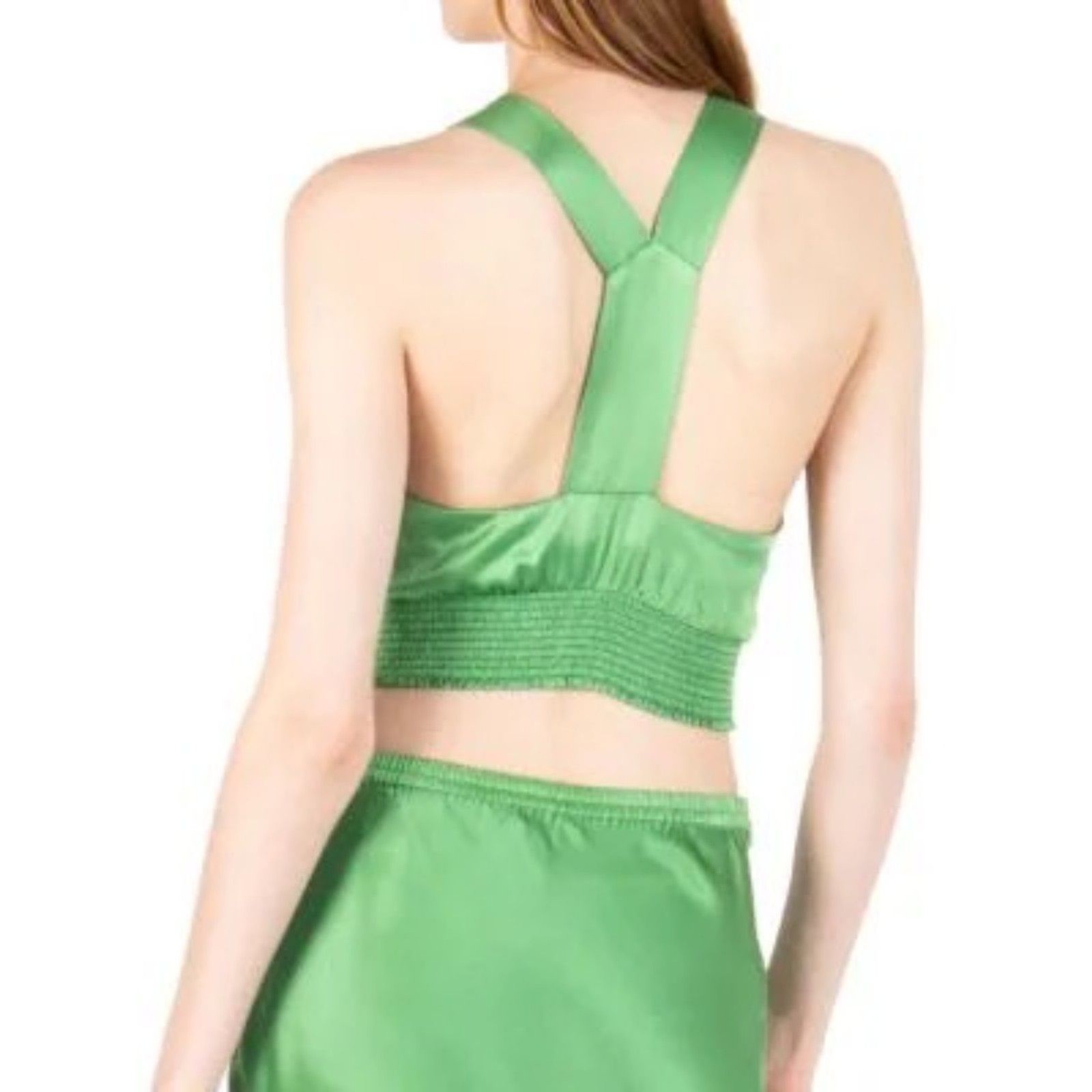 Secret Mission Stacey Top S. Hampton Beaches Kelly Green Large 100% Silk NEW NWT
