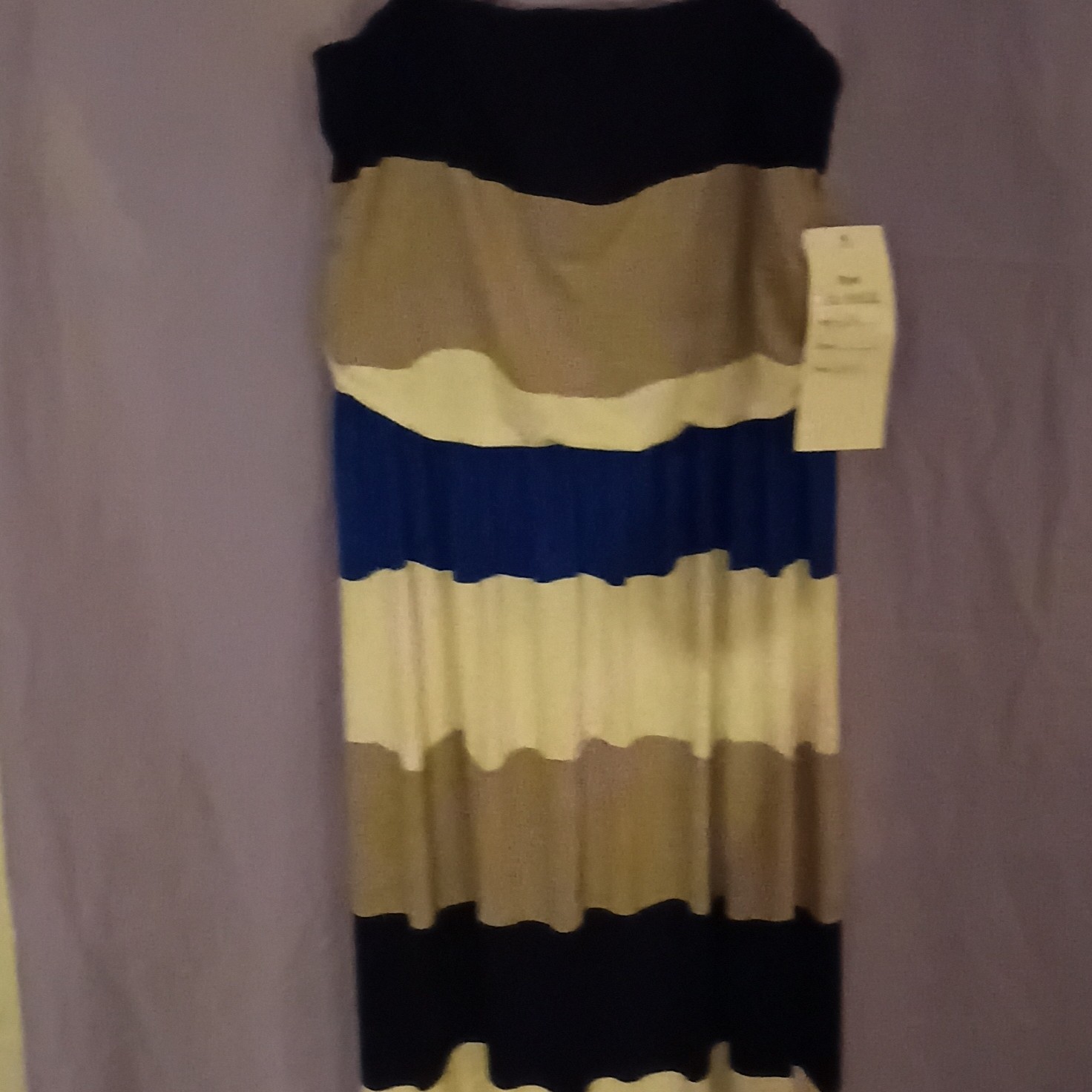 Cindency Striped Maxi Dress Long Sleeveless Plus 2XL Blue/Black/White/Beige