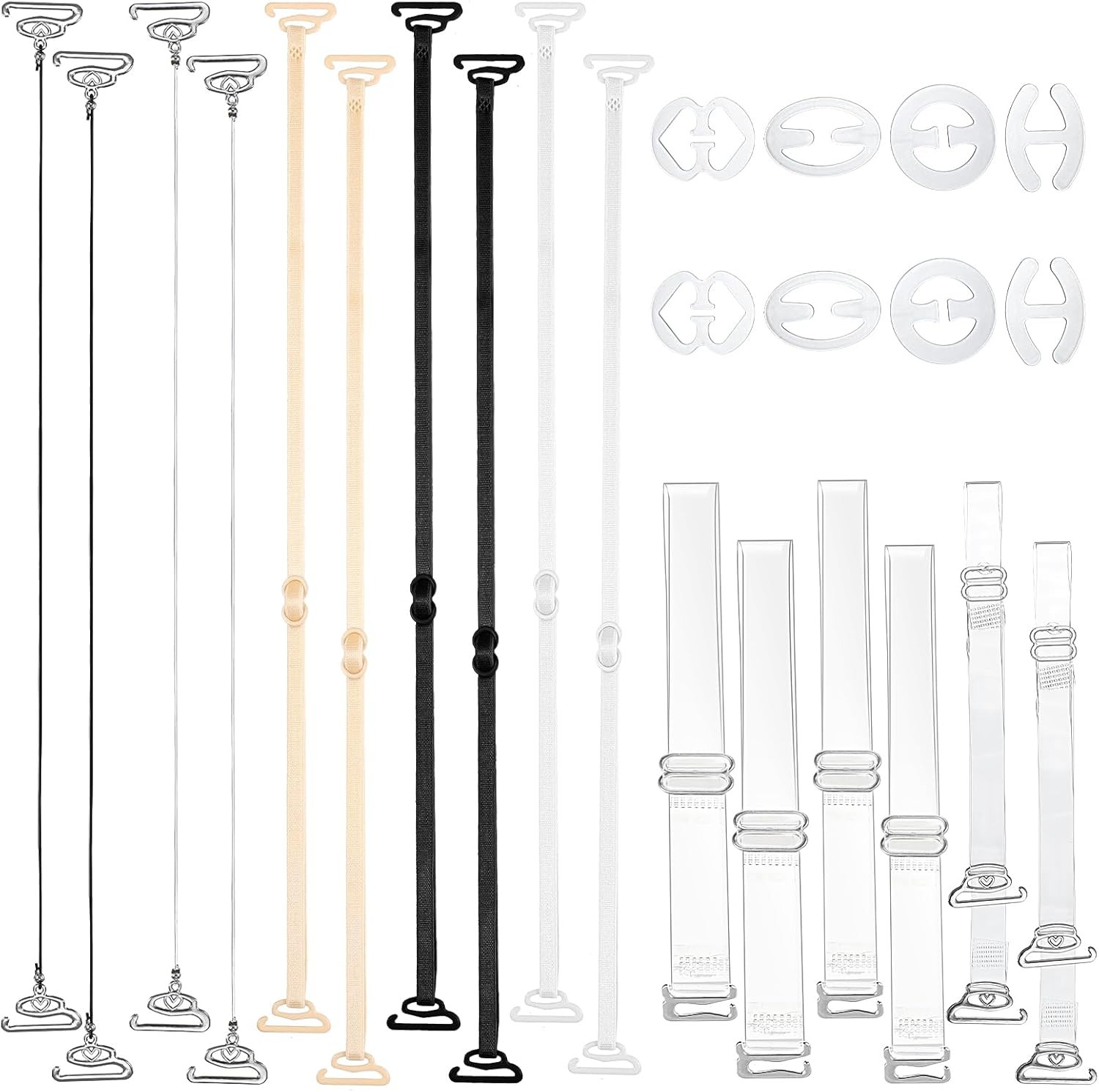 24Pcs Clear Bra Straps Invisible Bra Straps Replacement Elastic Dance Bra Clear