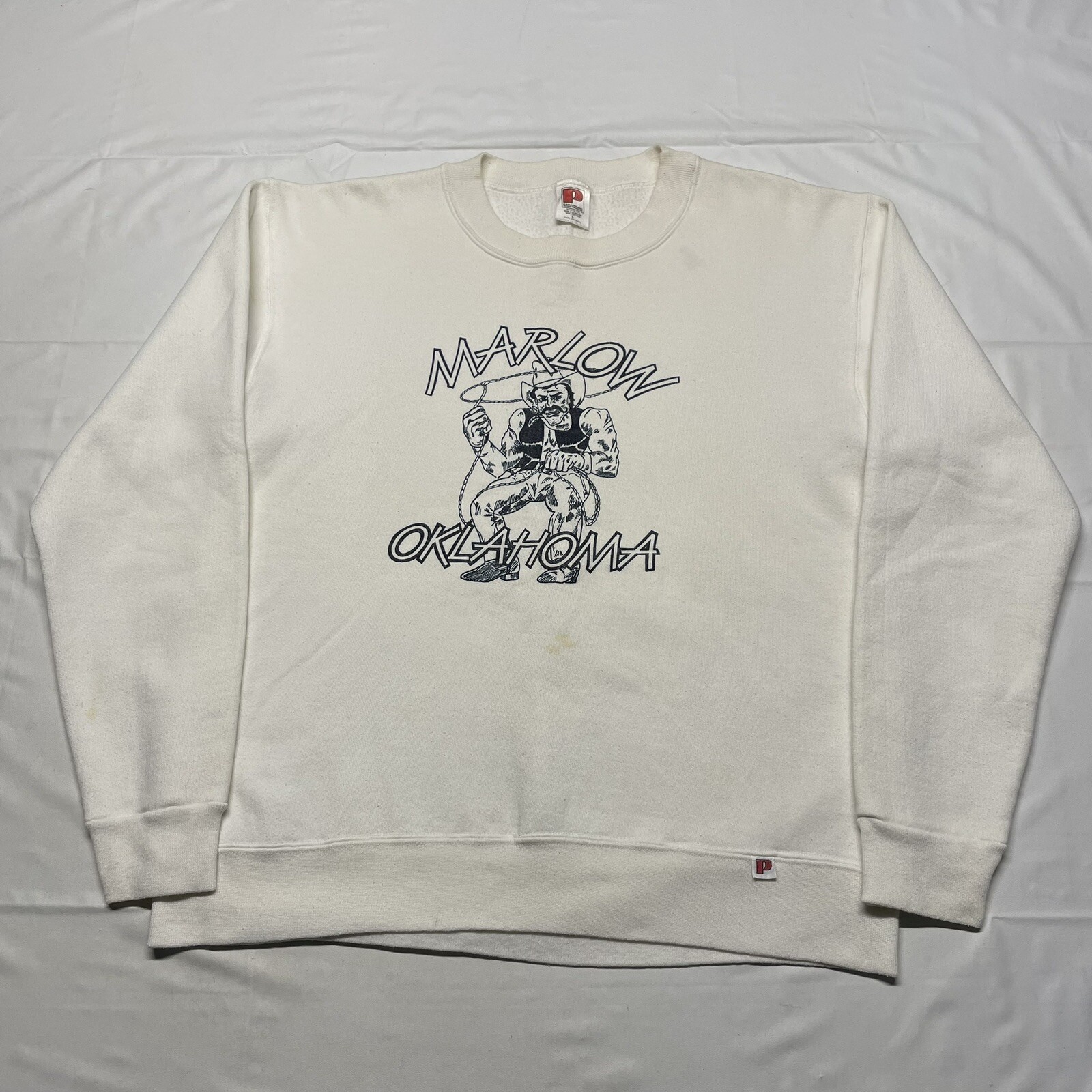 Vintage 80s Cowboy Art Sweatshirt Men’s Large Drawing Hipster Crewneck USA Made