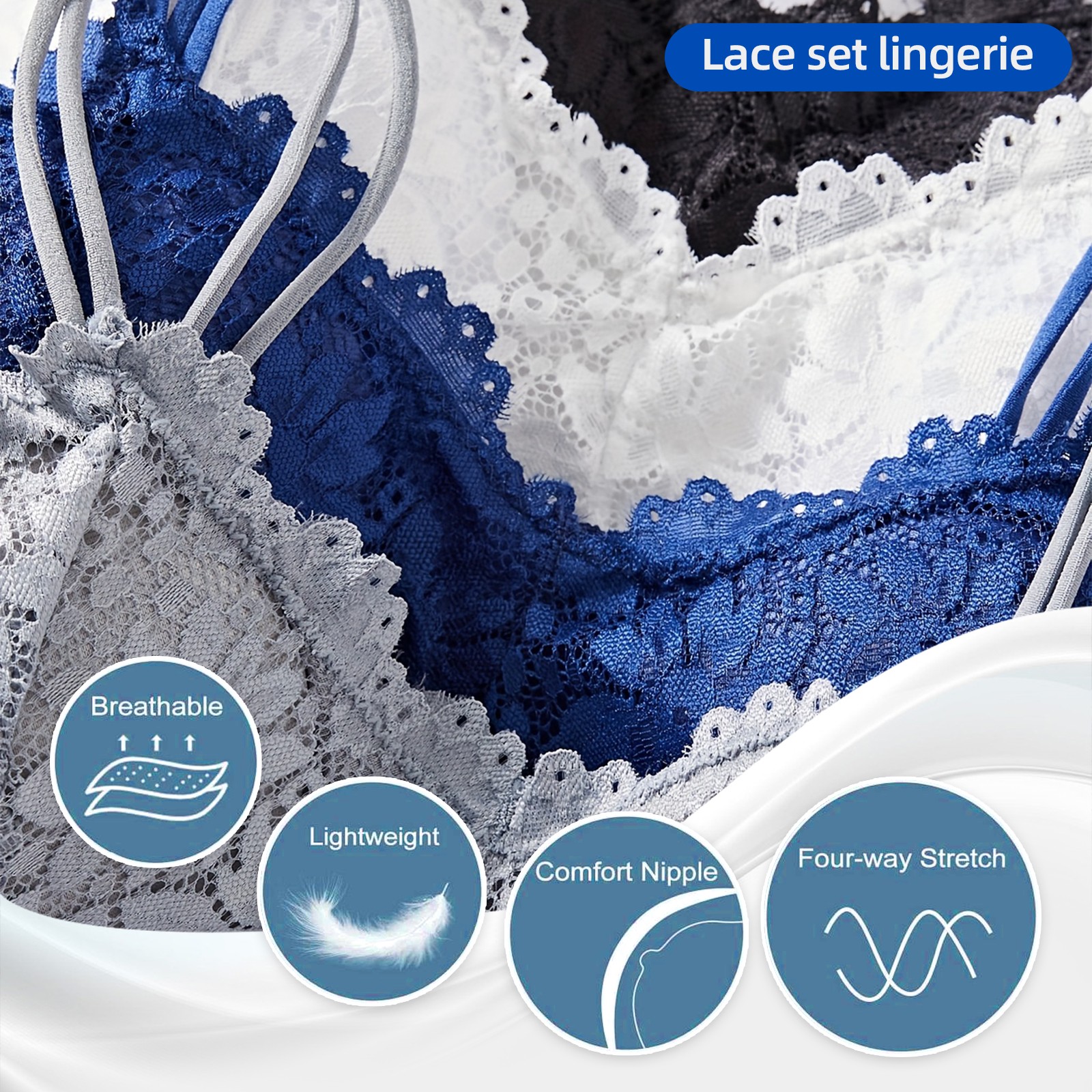 Women Push Up Bra Set Embroidery Bra Lace Panties Briefs Underwear 32-40abcd Cup