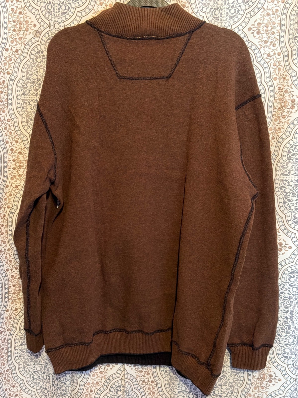 Vintage Black Half-Zip Reversible Sweater Ribbed Collar & Cuffs Mens Size XL