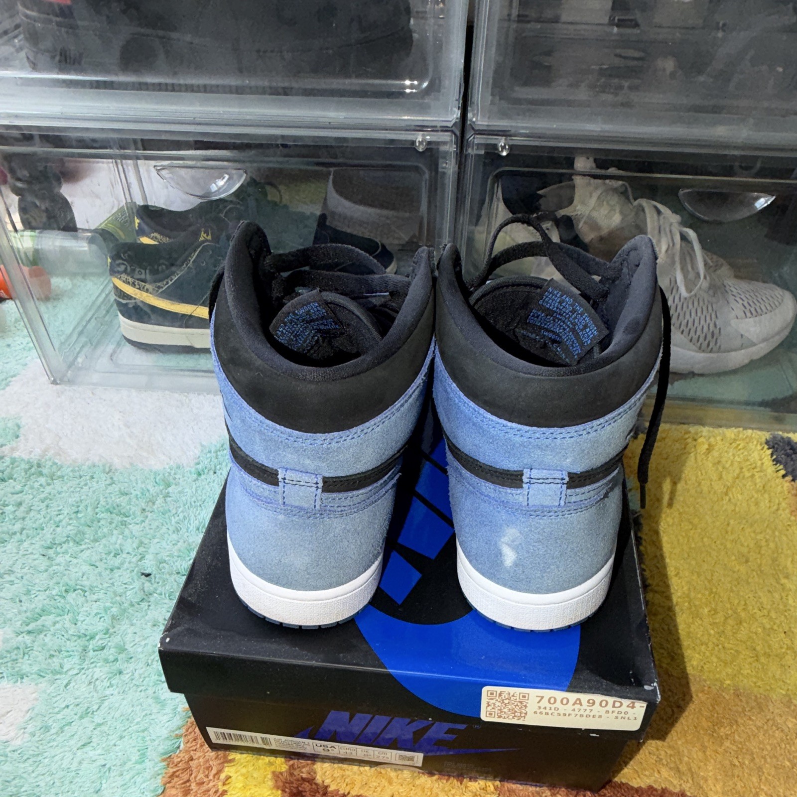 Nike Air Jordan 1 High Top Black/Blue Colorblock Lace-Up Men’s Sneakers