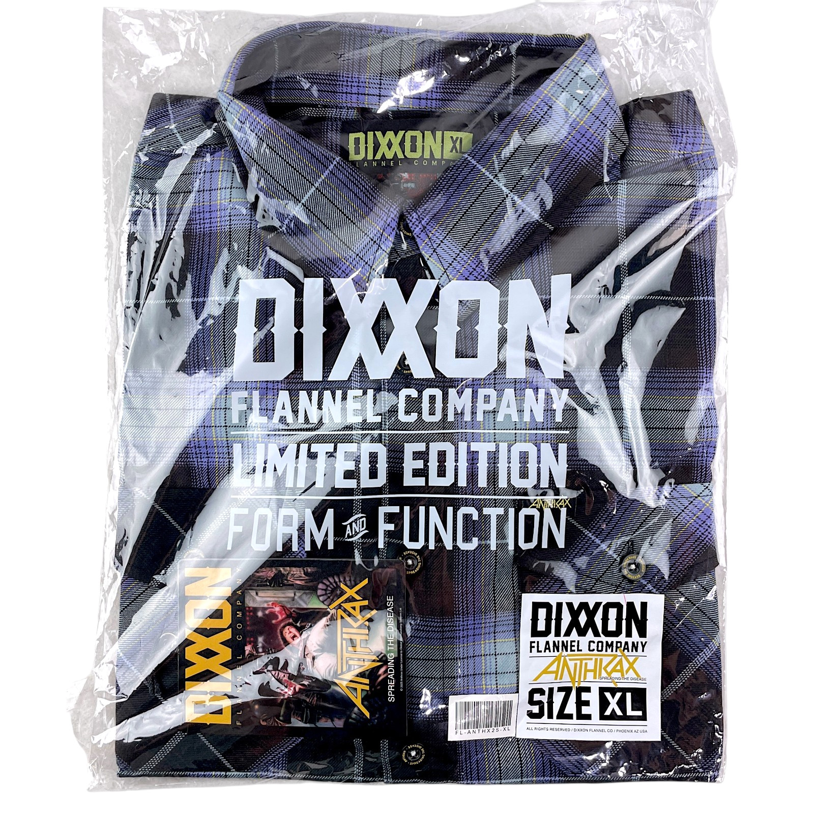 Dixxon Flannel x Anthrax Spreading the Disease Men’s XL Plaid Button Shirt