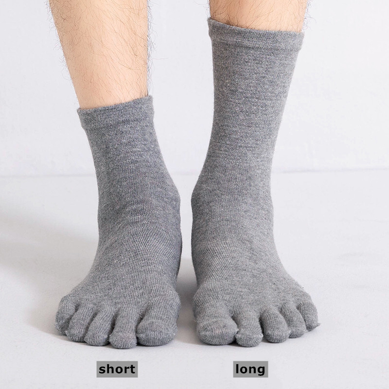 5Pack Men Athletic 100% Cotton Five Finger Toe Sport Solid Crew Ankle Socks 7-11