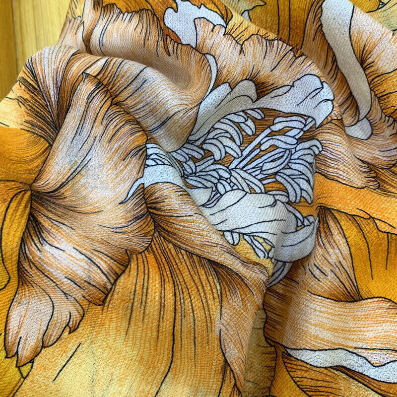 Pure Cashmere 300s Scarf Wrap Shawl Flowers Print Soft Delicate Light 78″*39″