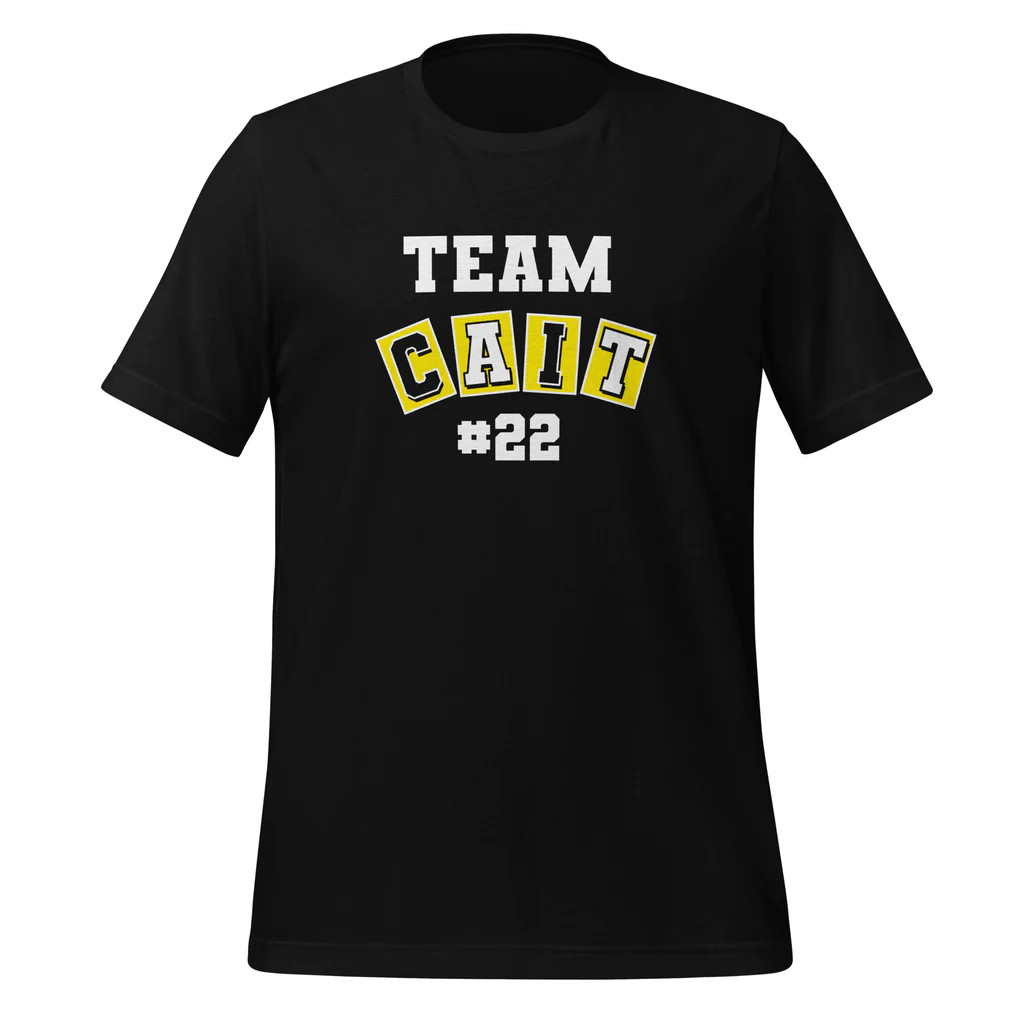 Team CAIT Caitlyn Clark Iowa Women’s Basketball Black Unisex T-Shirt