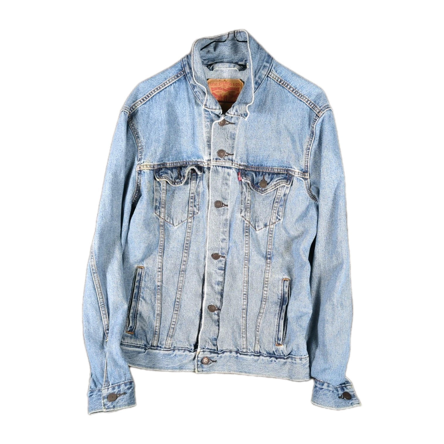 Levis Mens Large Jean Denim Jacket 72334 Blue Button Pockets