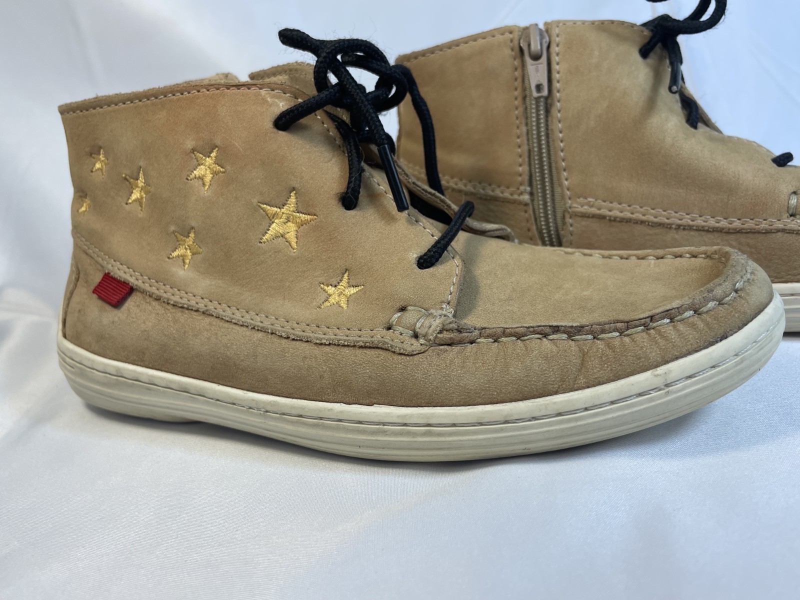 Marc Joseph New York Kids Suede Boots Gold Star Embroidered Side Zip EU 25 US 9